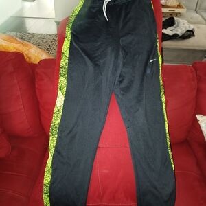 Nike Kids Black Joggers with Neon Green Accents